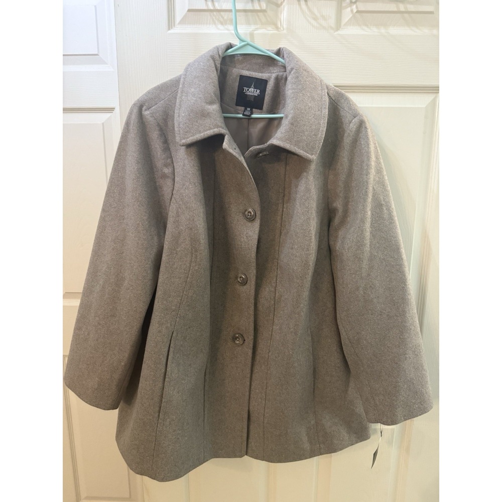 London Fog Women's Pea Coat‎ 3x Wool Blend Tan/Beige NWT MSRP $180 Lined